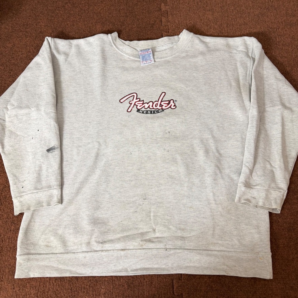 Vintage Fender Mexico Sweatshirt Mens Large Gray Alstyle Heavyweight Graphic 90s